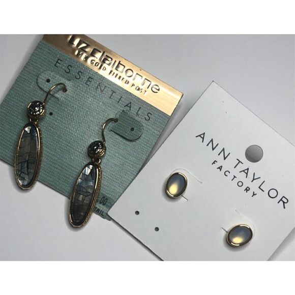 542 Liz Claiborne 14k gold filled abalone & Ann Taylor goldton stud Earrings - Picture 1 of 1